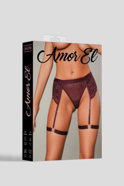 Женские трусики с поясом и гартерами S/M Plum_4