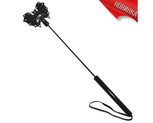 Стек с плоской хлопушкой лаковой кожи Мышь летучая_1