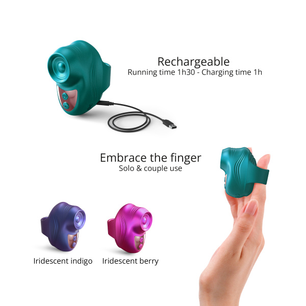 Клиторальный стимулятор на палец Love to Love KISSCOOL - IRIDESCENT TEAL_3