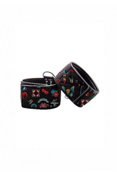 Наручники на цепочке Printed Hand Cuffs Old School Tattoo Style_1