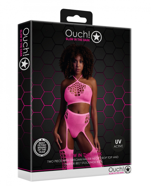 Топ и трусики Two Piece with Crop Top and Stockings - Pink - XS/XL_1