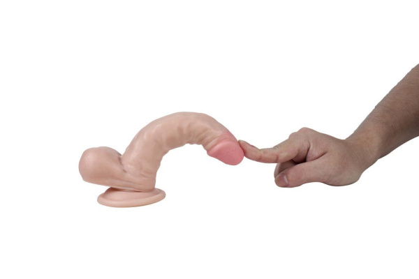 Реалистичный фаллоимитатор REAL с мошонкой на присоске, PVC, 17x3,5 см._5