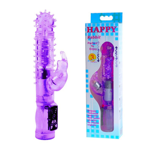 Вибромассажер Happy Bunny с вращат.-поступ.движ.+стимул. клитора, 3 скор. вибрации_1