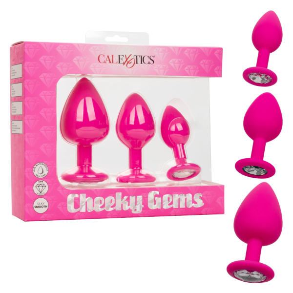 Набор из трёх анальных пробок CHEEKY CHEEKY GEM, розовые_1