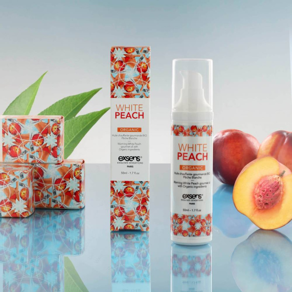 Разогревающие массажное масло Gourmet с органическими ингредиентами WHITE PEACH ORGANIC (Белый перси_4