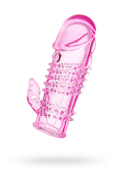 Насадка на пенис с дополнительной стимуляцией TOYFA Basic, TPE, розовый, 13 см_2