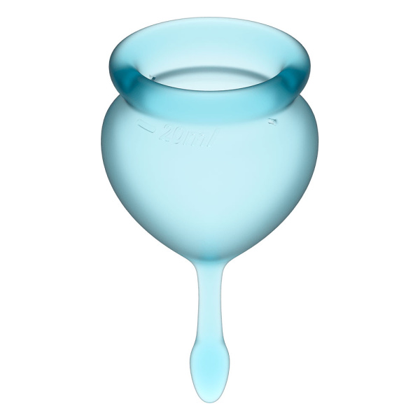 Менструальная чаша 2 шт, 15 и 20 мл Satisfyer Feel Good Menstrual Cup Light Blue, хвостик-капелька_3
