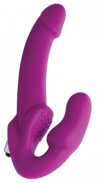Безремневой вибро страпон Evoke Vibrating Strapless Silicone Strap-on Dildo, 24 см Фиолетовый_1