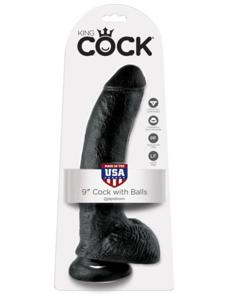 Фаллоимитатор на присоске черный King Cock 9 Cock with Balls_1