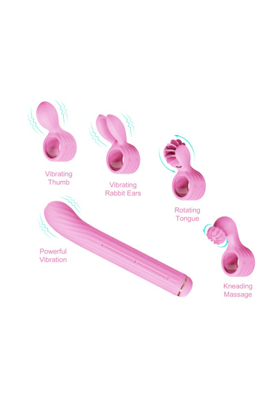 Вибратор со сменными насадками OTOUCH Magic Stick S1 Plus, силикон, розовый, 21,5 см_3