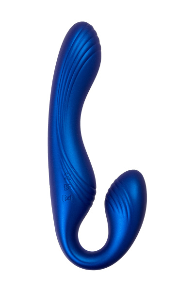 Страпон безремневой L`Eroina APP ARDEE с управлением от приложения и пульта, силикон, синий, 31 см_4