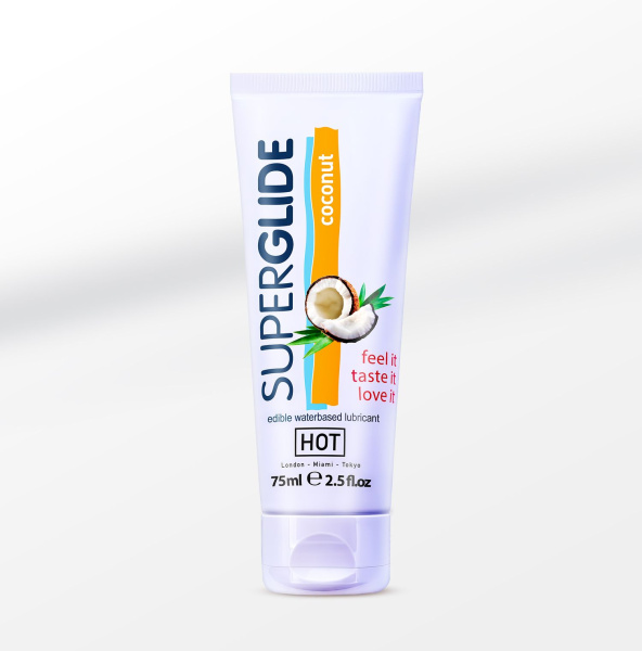 Гель лубрикант с ароматом кокоса HOT Superglide на водной основе 75 мл._1