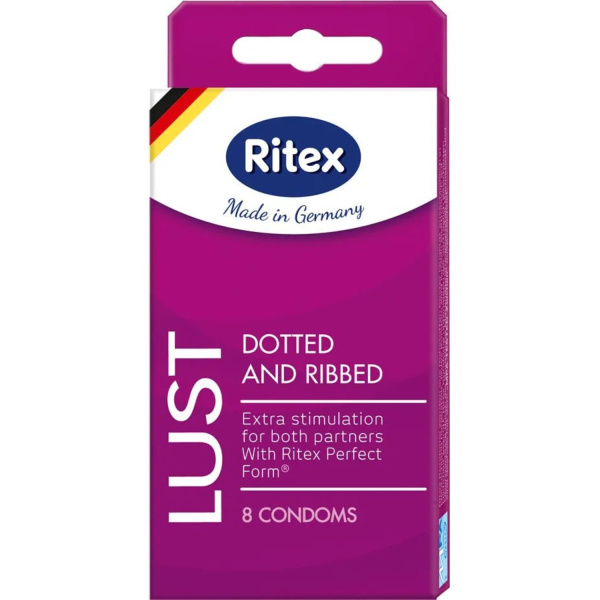 Презервативы Ritex LUST №8, рифленые с пупырышками, латекс, 19 см_1