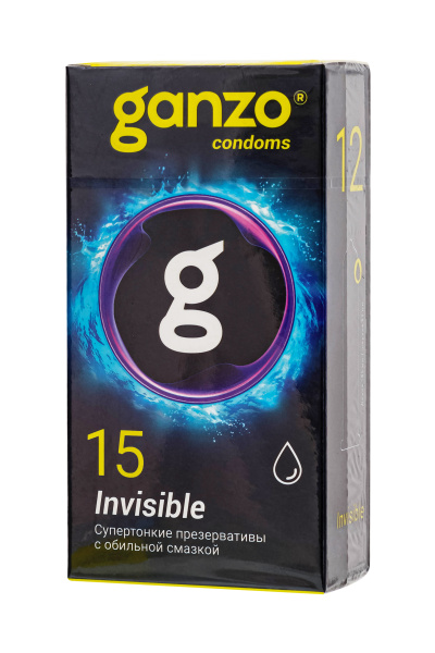 Презервативы Ganzo, Invisible, супер тонкие, латекс,18 см, 5,2 см, 15 шт._3