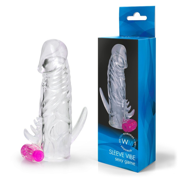 Насадка закрытая с вибрацией crystal sleeve vibe, l 130 мм d 21 мм арт. ee-10033_2