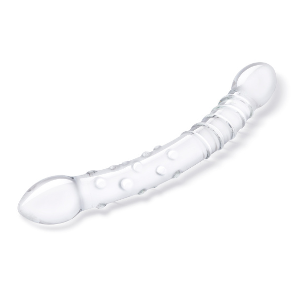 Фаллоимитатор двусторонний прозрачный текстурный 12 in Girthy Double Trouble Glass Dildo_4