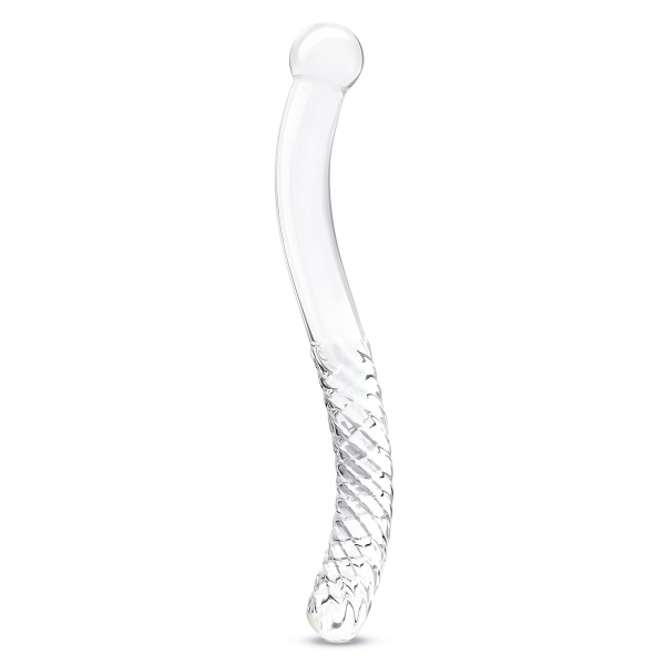 Изящный фаллоимитатор с рельефом 11 in Glass Pelvic Wand Double Ended_3