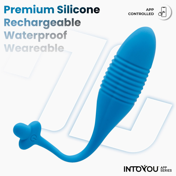 Интерактивное виброяйцо с поступательными движениями Thrusting Egg, синее_6