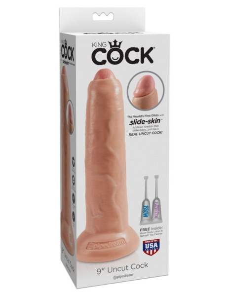 Фаллоимитатор на присоске необрезанный телесный King Cock 9 Uncut Cock_1