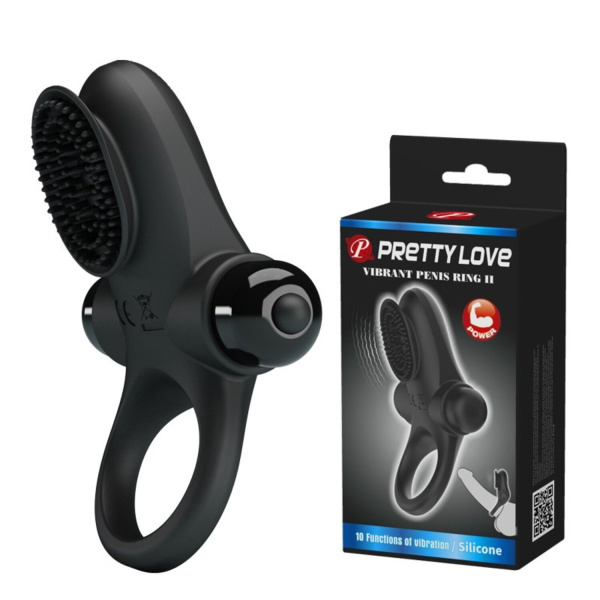 Эрекционное виброкольцо в клиторальной щеточкой Vibrant Penis Ring II_1