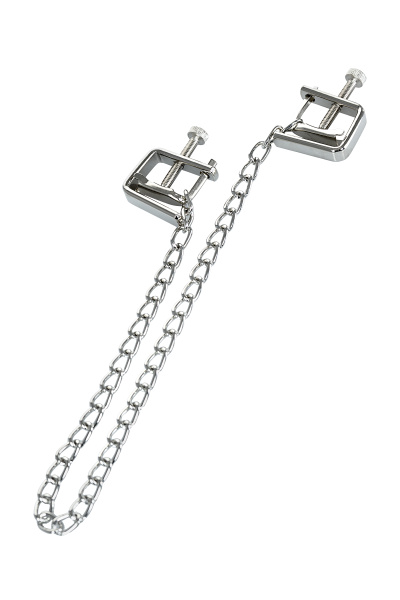 Зажимы для сосков Theatre by TOYFA с цепочкой, металл, серебряные_4