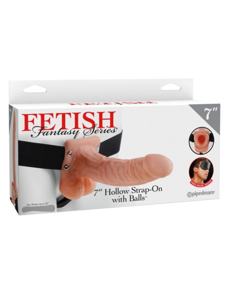 Полый страпон на ремне телесный Fetish Fantasy Series 7 Hollow Strap-On with Balls_1