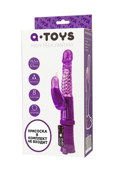 Вибратор с клиторальным стимулятором TOYFA A-Toys High-Tech fantasy, TPR, фиолетовый, 24 см_2