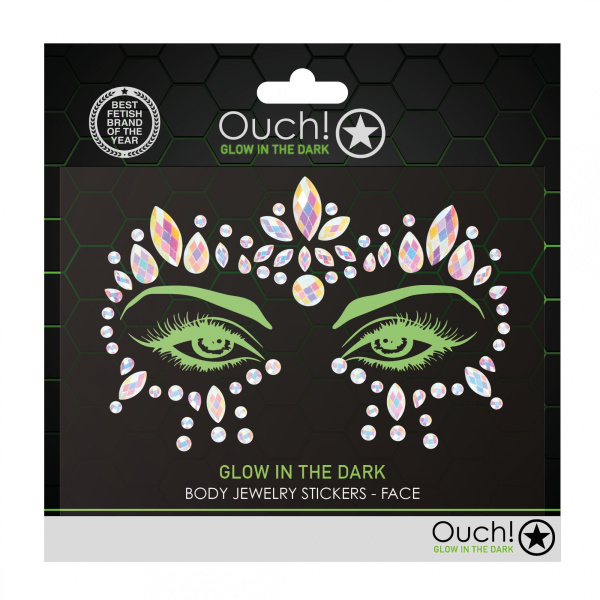 Декоративное украшение (камни) на клеевой основе Body Jewelry Stickers - Face - Glow in the Dark - O_1