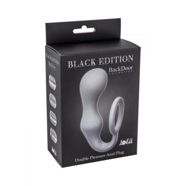 Эрекционное кольцо с анальной пробкой Double Pleasure Anal Plug Grey 4217-02Lola_1