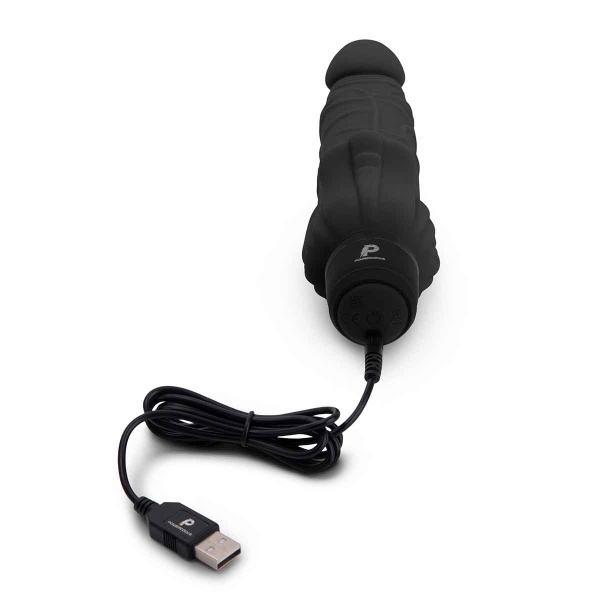 Реалистичный черный вибратор с клиторальным стимулятором 7