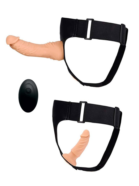 Страпон с вибрацией 10 режимов вибрации l 200x125 мм d 50x32 мм, дистанционный пульт арт. ee-10297_5