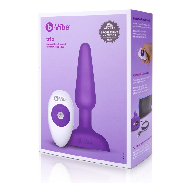 Анальная премиум-пробка с 3 моторами B-Vibe Trio Plug PURPLE_3