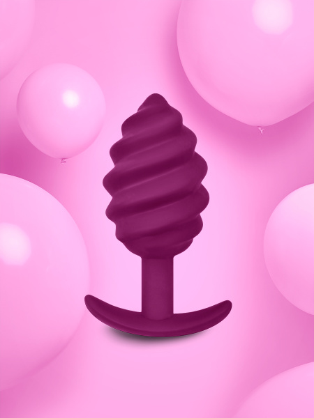 Gvibe Gplug Twist 2 Raspberry витая силиконовая анальная пробка для ношения, 10.5х3.9 см_11