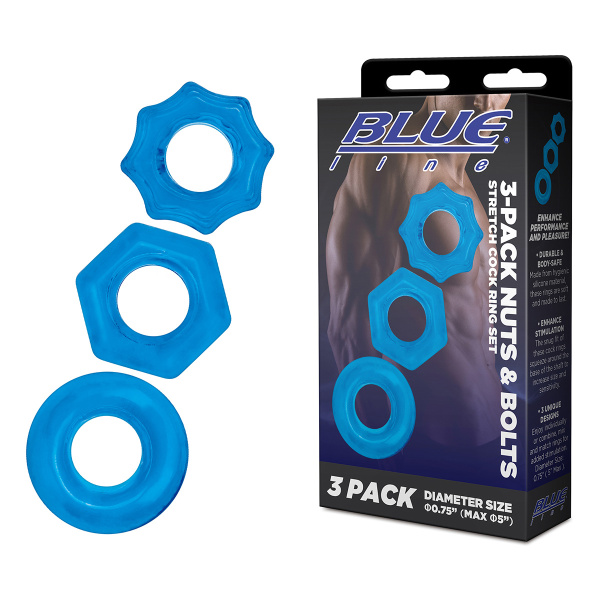 Комплект из трех колец для эрекции 3-Pack Nuts & Bolts Stretch Cock Ring Set_2