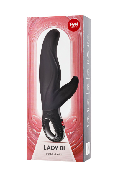 Вибратор кролик Fun Factory LADY BI, силикон, черный, 22 см_5