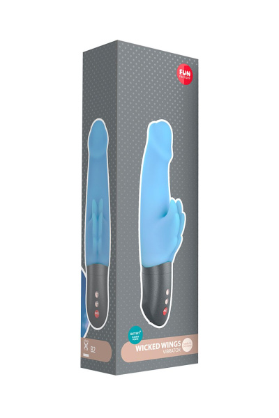 Вибратор Fun Factory WICKED WINGS BATTERY+, силикон, голубой, 19,8 см_1