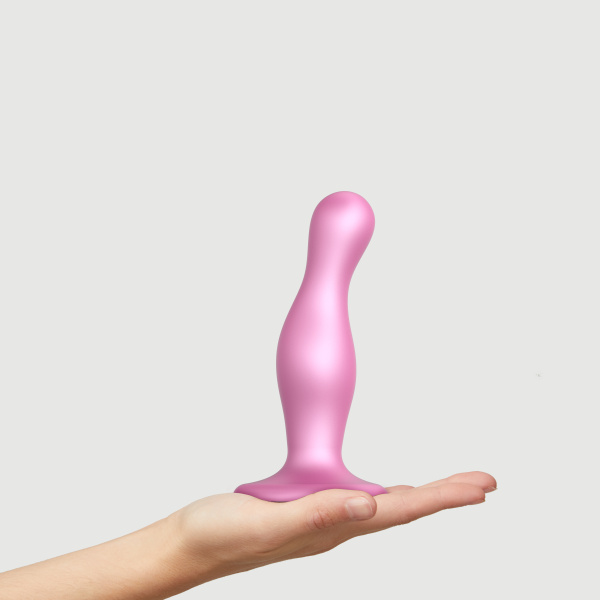 Фаллоимитатор Strap-On-Me Dildo Plug изогнутый, розовый металлик, M_3