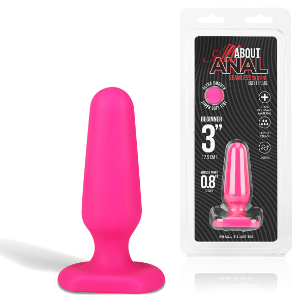 Миниатюрный розовый плаг из силикона Seamless Silicone Butt Plug 3in_2