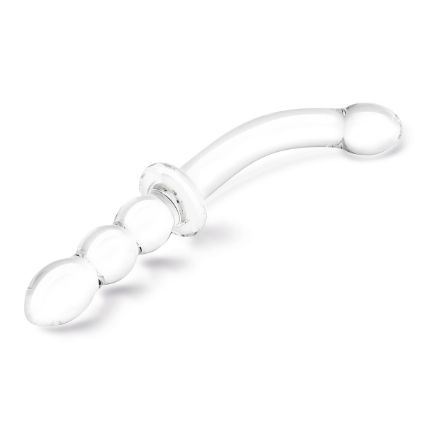 Фаллоимитатор двусторонний 12 in Girthy Ribbed G-Spot Glass Dildo With Handle Grip Double Ended_4