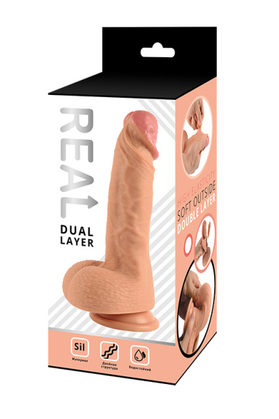 Реалистичный фаллоимитатор REAL Dual Layer, dual silicone, 14 х 4 см._1