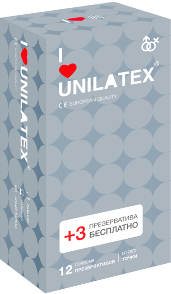 Презервативы точечные Unilatex Dotted 12+3 шт_1