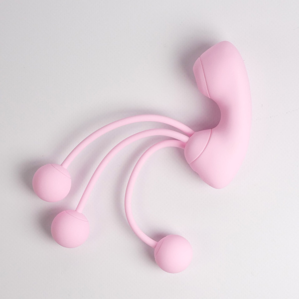 Вакуумный стимулятор с вагинальными виброшариками Youvic	, розовый_4