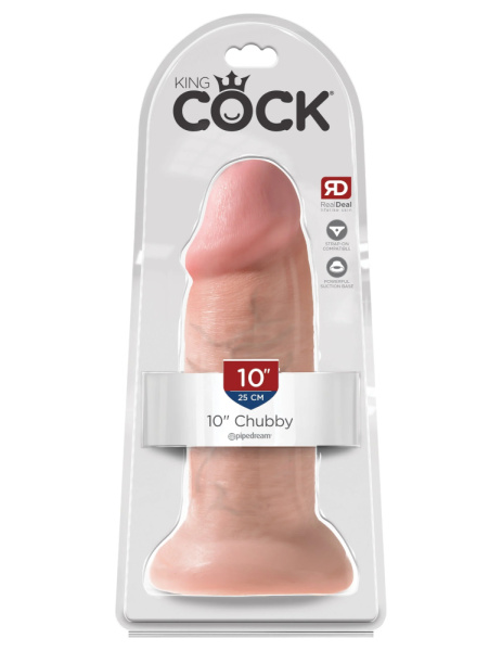 Фаллоимитатор-гигант на присоске телесный King Cock 10 Chubby Flesh_2