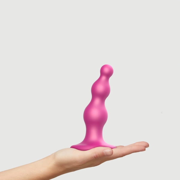 Фаллоимитатор Strap-On-Me Dildo Plug Beads Framboise металлик S, 14 см_1
