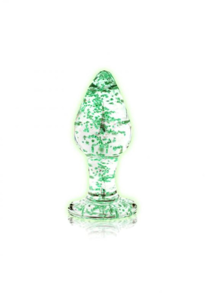 Анальная пробка Glass Butt Plug - Glow in the Dark - Large -  Clear_2