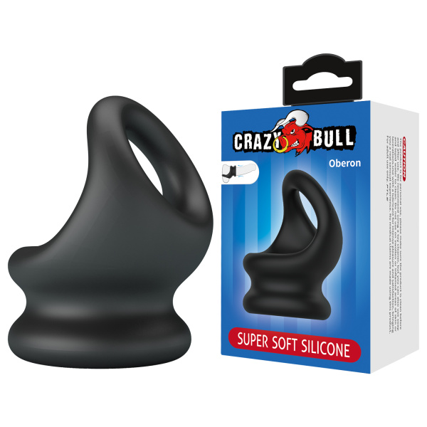 Эрекционное кольцо с мошоночным захватом из силикона черное CRAZY BULL BI-210240_2