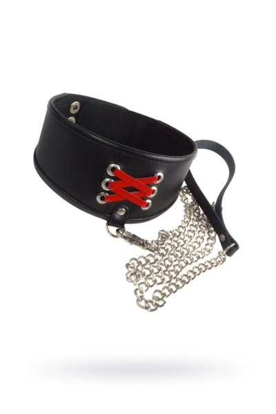 Широкий ошейник с декором корсет с поводком_1