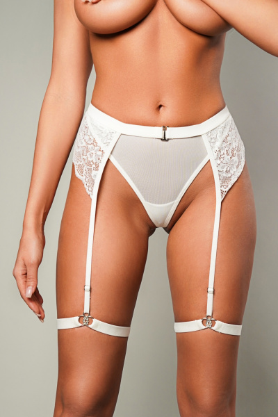 Женские трусики с поясом и гартерами L/XL Cream_1