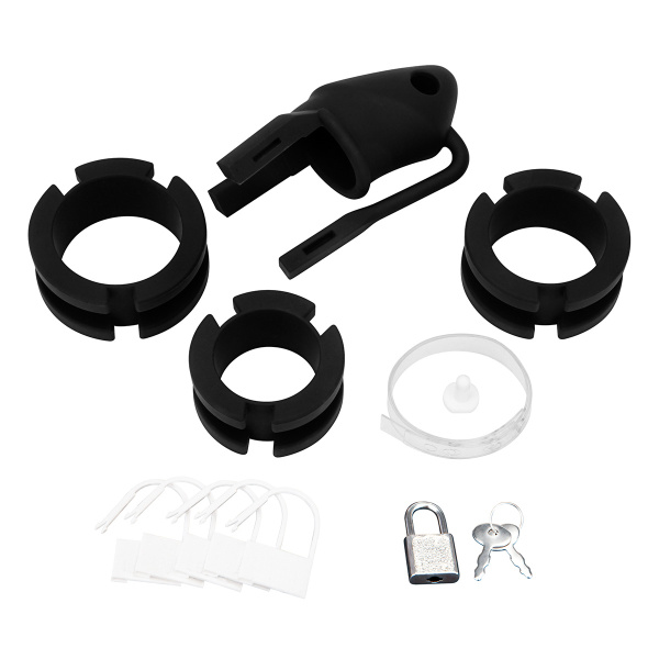 Клетка для пениса черная Silicone Small 2 in Cock Cage With Ball Divider_5