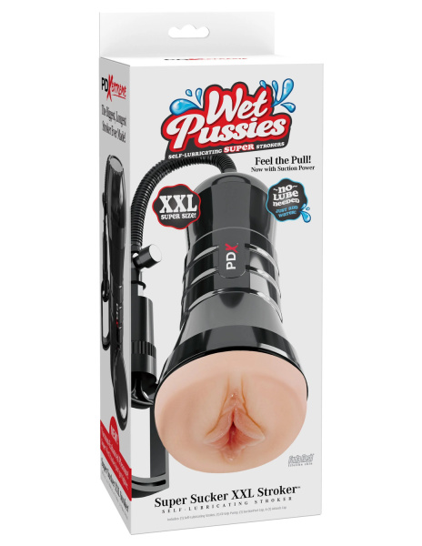 Мастурбатор вагина в тубе с вакуумной помпой Wet Pussies, Super Sucker XXL Stroker_2